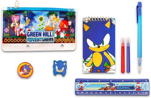 مجموعة حقيبة ظهر Sonic The Hedgehog للأطفال - حزمة مع حقيبة ظهر مقاس 16 بوصة، ومجلدات، ودفتر ملاحظات، وزجاجة مياه، وملصقات، والمزيد | لوازم مدرسية سونيك للأولاد والبنات in Saudi Arabia