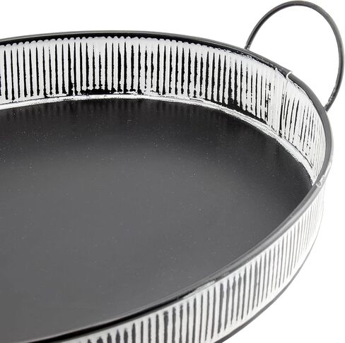 AuldHome Design Decorative Boho Serving Tray; Distressed White Over Black Metal Tray in Saudi Arabia