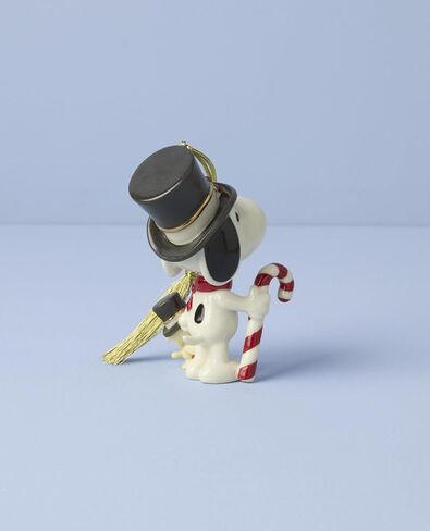Lenox Ornaments, Snoopy & Woodstock with Candy Cane Ornament, Porcelain Material, Gold Cord for Tree Decoration, Christmas Decorations, Christmas Ornaments, Snoopy Design, Winter Decor (1 Piece) in Saudi Arabia