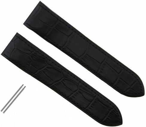 Ewatchparts حزام جلدي 24.5 ملم متوافق مع كارتييه سانتوس 100 كرونو XL 2740 أسود مع برغي in Saudi Arabia