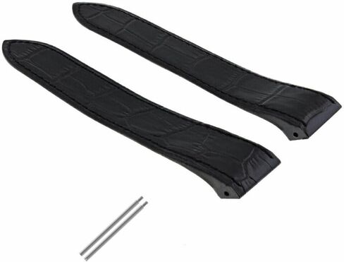 Ewatchparts حزام جلدي 24.5 ملم متوافق مع كارتييه سانتوس 100 كرونو XL 2740 أسود مع برغي in Saudi Arabia