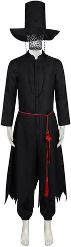 Adult Anime Boy Singers Costume Black Outfits Stage Performance Cosplay Suit Rope Hat Halloween Fullset in Saudi Arabia