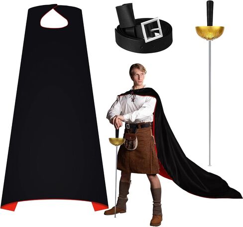 3 Pcs Halloween Pusses Costume Cat Boots Cosplay Outfits Includes Pusses Cloak Leather Holder Belt and Sword for Halloween Costume Accessory in Saudi Arabia