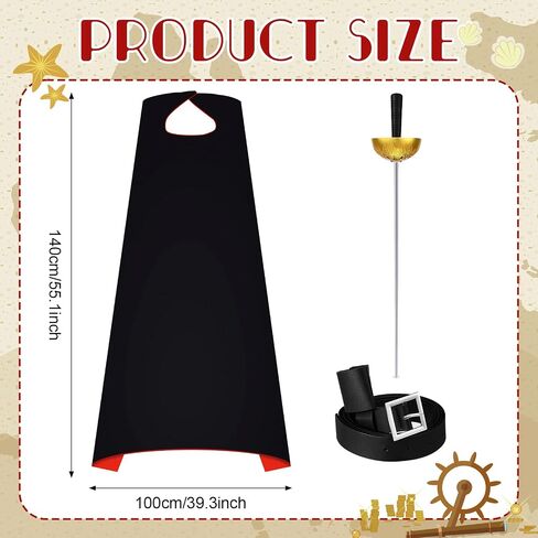 3 Pcs Halloween Pusses Costume Cat Boots Cosplay Outfits Includes Pusses Cloak Leather Holder Belt and Sword for Halloween Costume Accessory in Saudi Arabia