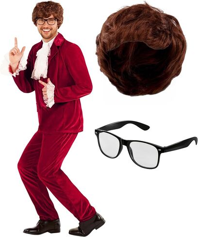 Morph Swinger Costume With Wig Groovy 60s Costumes For Men 60s Costume For Mens Halloween Costumes For Men in Saudi Arabia