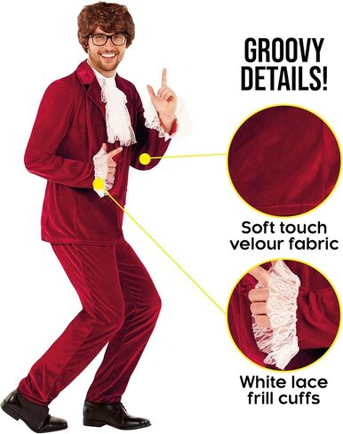 Morph Swinger Costume With Wig Groovy 60s Costumes For Men 60s Costume For Mens Halloween Costumes For Men in Saudi Arabia