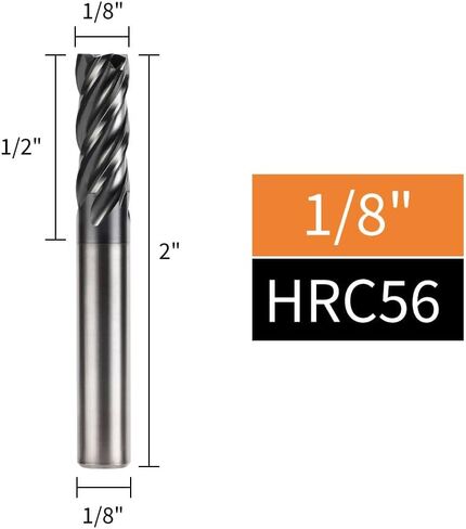 CNC Milling Cutter Carbide End Mills 4 Flute HRC56 for Steel Alloy Steel Cast Iron （5pcs 3/16" ） in Saudi Arabia