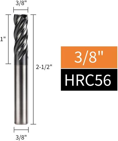 CNC Milling Cutter Carbide End Mills 4 Flute HRC56 for Steel Alloy Steel Cast Iron （5pcs 3/16" ） in Saudi Arabia