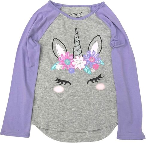 Jumping Beans Girls Long Gray & Purple Sparkle Unicorn T-Shirt Tee Shirt in Saudi Arabia