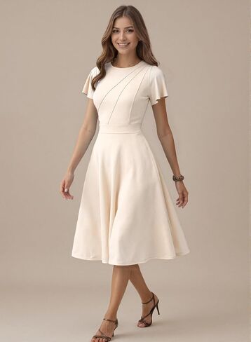 FENJAR Women's Elegance Fit and Flare Cocktail Dress - Casual Ruched A-Line Flowy Midi Dresses for Wedding Guest, Church.. in Saudi Arabia