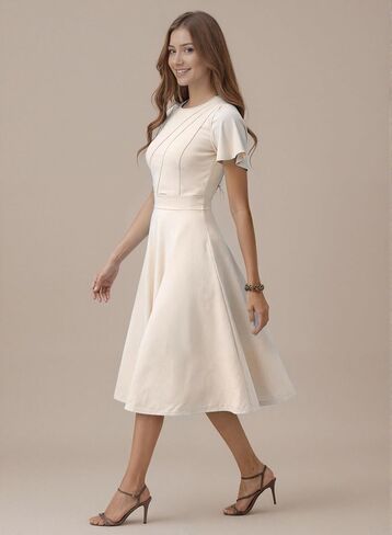 FENJAR Women's Elegance Fit and Flare Cocktail Dress - Casual Ruched A-Line Flowy Midi Dresses for Wedding Guest, Church.. in Saudi Arabia