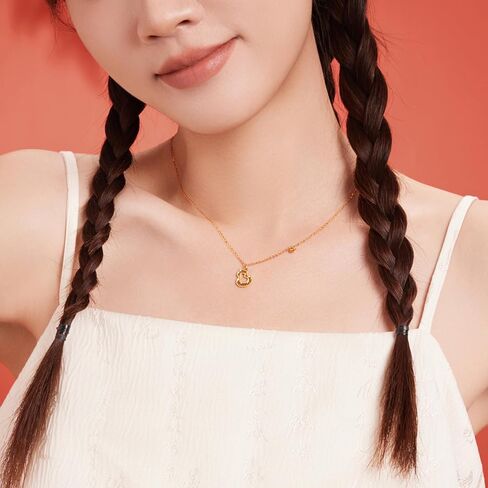 24K Gold Lucky Gourd Pendant Necklace for Women Real Gold Fortune Bead Dainty Pendant Neckalce 40+5CM Chain with Jewelry Box for Men Girlfriend in Saudi Arabia