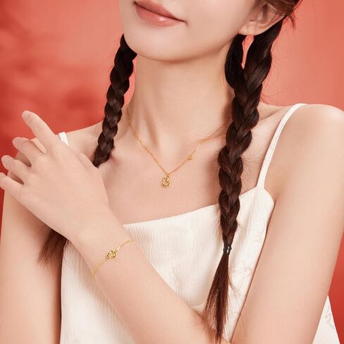 24K Gold Lucky Gourd Pendant Necklace for Women Real Gold Fortune Bead Dainty Pendant Neckalce 40+5CM Chain with Jewelry Box for Men Girlfriend in Saudi Arabia