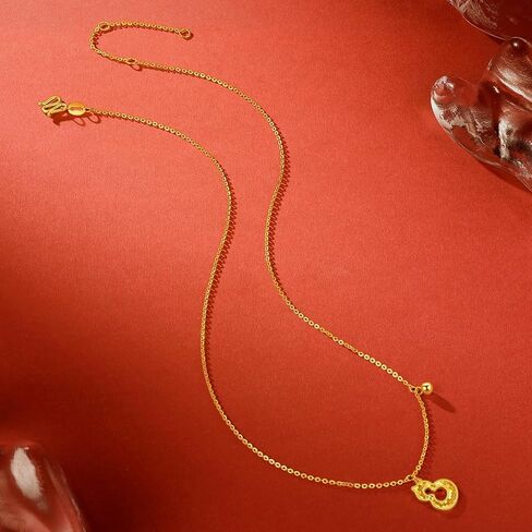 24K Gold Lucky Gourd Pendant Necklace for Women Real Gold Fortune Bead Dainty Pendant Neckalce 40+5CM Chain with Jewelry Box for Men Girlfriend in Saudi Arabia