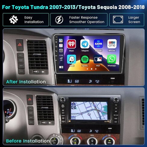 [2G+64G] for Toyota Tundra 2007-2013/Toyota Sequoia 2008-2019 Android Stereo Wireless Carplay, 10.1 Inch Touchscreen GPS Navigation Radio with Android Auto Bluetooth FM RDS Backup Camera in Saudi Arabia