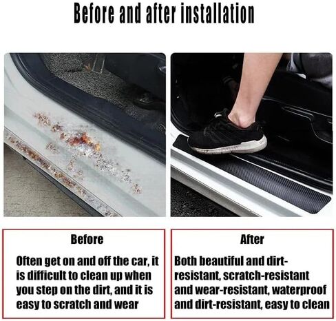 4PCS Carbon Fiber Door Sill Protector for Mitsubishi Lancer Anti-Scratch Threshold Guard Stickers Interior Easy Install Entry Guards Accessories in Saudi Arabia