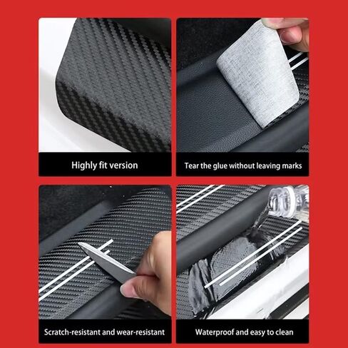 4PCS Carbon Fiber Door Sill Protector for Mitsubishi Lancer Anti-Scratch Threshold Guard Stickers Interior Easy Install Entry Guards Accessories in Saudi Arabia