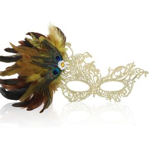 Masquerade Mask for Women, Comfortable Lace Mask with Feather for Masquerade Mardi Gras Venetian Party in Saudi Arabia