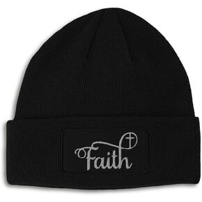 Patch Beanie Faith Christian Cross Faith Jesus Christ Skull Cap Hats for Men & Women Winter Hats One Size in Kuwait