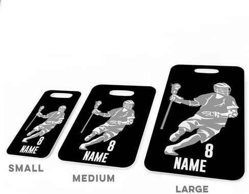 ChalkTalkSPORTS Guys Lacrosse Luggage & Bag Tag | Personalized Lax Dodger Silhouette | Standard Lines on Back | Medium | Black/Gray in Saudi Arabia