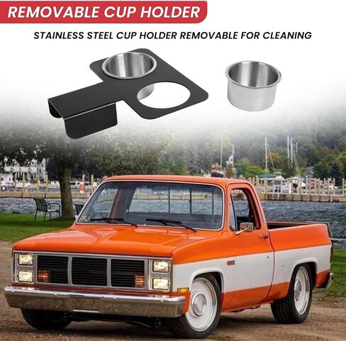 حامل أكواب الشاحنة متوافق مع 1973-1987 Chevy GMC C10 C20 C30 K10 K20 K30، حامل مشروبات المياه القابل للإزالة وحدة التحكم المركزية من الفولاذ المقاوم للصدأ (أسود) in Kuwait