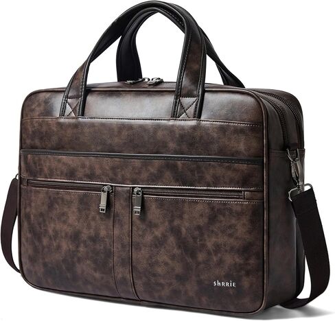 Shrrie Leather Messenger Bag for Men&Women 16 inch Laptop Bag,Water-Resistant Retro Leather Briefcase for Men Business,Work in Saudi Arabia