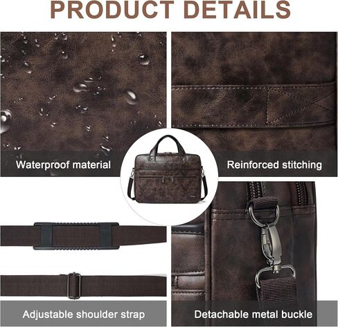 Shrrie Leather Messenger Bag for Men&Women 16 inch Laptop Bag,Water-Resistant Retro Leather Briefcase for Men Business,Work in Saudi Arabia