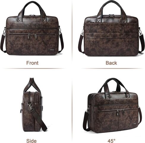 Shrrie Leather Messenger Bag for Men&Women 16 inch Laptop Bag,Water-Resistant Retro Leather Briefcase for Men Business,Work in Saudi Arabia