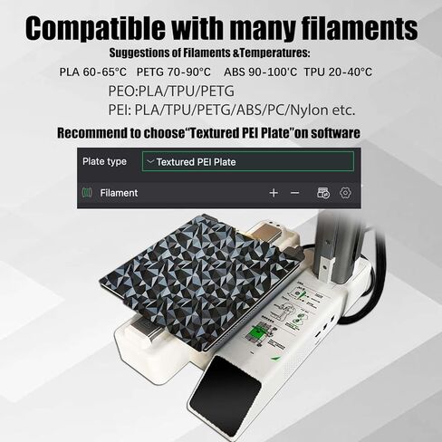 JUUPINE Upgraded 257x257mm H1H Build Plate for Bambu Lab A1 X1 X1C X1E P1P P1S, Double Sided Textured Flake+Galaxy Spring Steel Sheet Flexible Plate for Bambu Lab 3D Printers in Kuwait