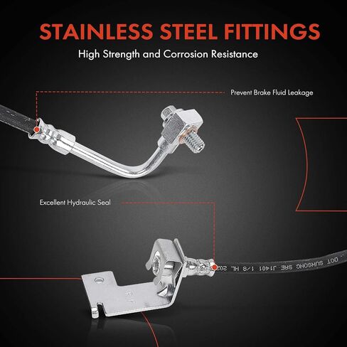 A-Premium Rear Passenger Side Brake Hydraulic Hose Compatible with Select Buick and Pontiac Models - Rendezvous 2002-2007, Aztek 2001-2005 - Replace# 10335939, 10445422 in Saudi Arabia