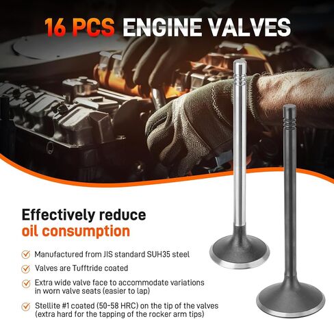 16PCS Intake Exhaust Engine Valves Kits Compatible with GM 2.0L 2.2L 2.4L ECOTEC DOHC Cobalt Cavalier HHR Pontiac G5 G6 Grand Am Saturn Ion Vue Alero Air-out Valves Replace 12622329 12615936 in Saudi Arabia