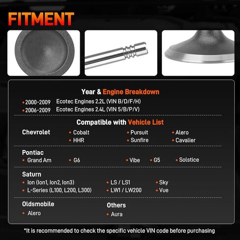 16PCS Intake Exhaust Engine Valves Kits Compatible with GM 2.0L 2.2L 2.4L ECOTEC DOHC Cobalt Cavalier HHR Pontiac G5 G6 Grand Am Saturn Ion Vue Alero Air-out Valves Replace 12622329 12615936 in Saudi Arabia