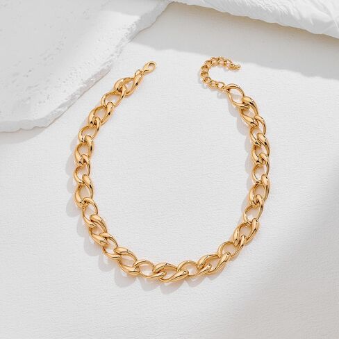 Gold Chunky Chain Necklace,Trendy Statement Jewelry for Women,Ideal Gift for All(N003) in Saudi Arabia