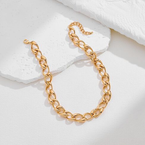 Gold Chunky Chain Necklace,Trendy Statement Jewelry for Women,Ideal Gift for All(N003) in Saudi Arabia