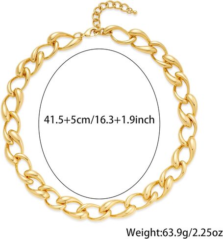 Gold Chunky Chain Necklace,Trendy Statement Jewelry for Women,Ideal Gift for All(N003) in Saudi Arabia