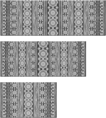 Boho Kitchen Rugs Sets 3 Piece with Runner Floral Kitchen Floor Mat Carpet Farmhouse Kitchen Rugs and Mats Non Skid Washable Runner Rug for Kitchen Floor Sink Laundry,Grayish-White in Saudi Arabia