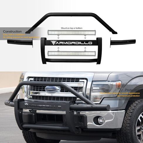 733469494676 متوافق مع 2006-2014 Ford F150 Steel Pre-Runner Bumper Grill Guard مع 32 بوصة 60x CREE LED شريط ضوء الضباب - أسود غير لامع in Saudi Arabia