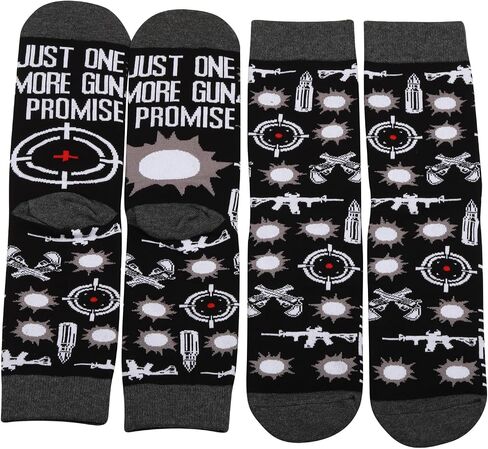 MBMSO Gun Lovers 2 Pairs Just One More Gun I Promise Socks USA Loyal Funny Man Graphic Gift for Dad Husband (US, Numeric, 10.5, 11, Regular, Gun Socks) in Saudi Arabia