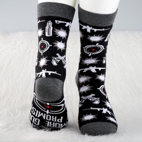 MBMSO Gun Lovers 2 Pairs Just One More Gun I Promise Socks USA Loyal Funny Man Graphic Gift for Dad Husband (US, Numeric, 10.5, 11, Regular, Gun Socks) in Saudi Arabia