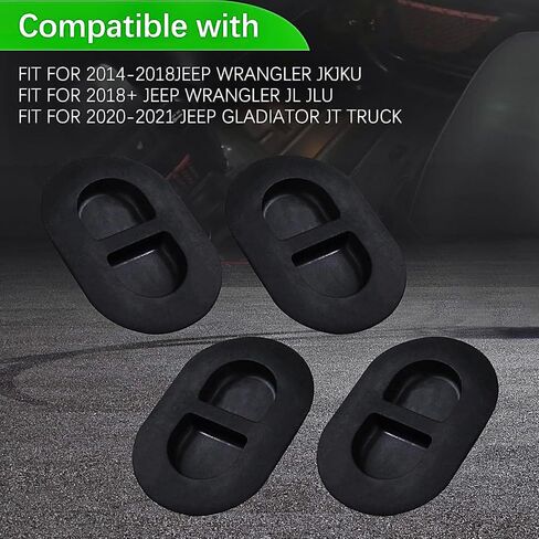 4Pcs Rubber Car Floor Pan Drain Plugs, Compatible with 2007-2018 Jeep Wrangler JK JKU JL, Black, Oval, EPDM Rubber in Saudi Arabia