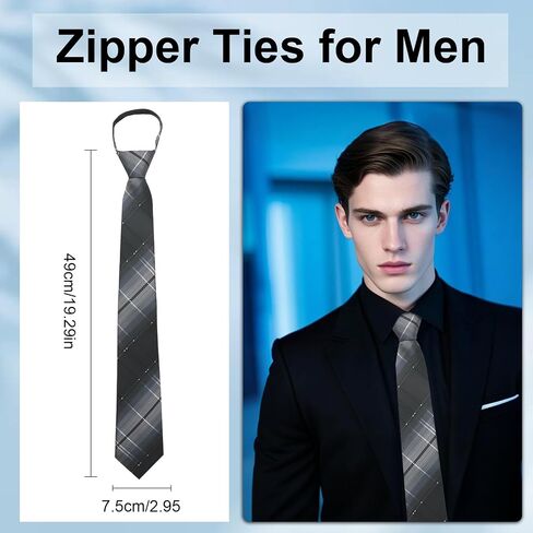 Zipper Ties for Men, Pre-tied Adjustable Mens Ties Formal Men's Neckties with Zip for Wedding Business Banquet School in Kuwait