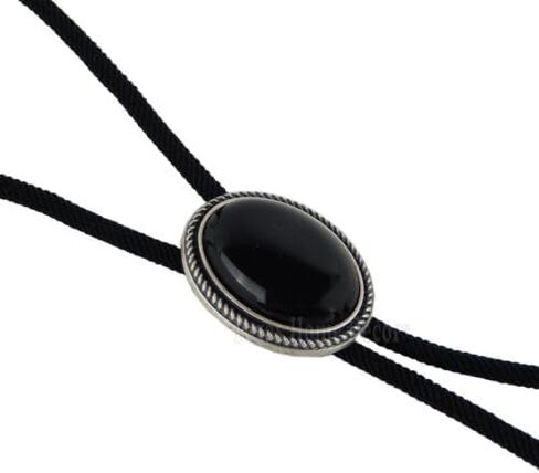 Black Obsidian Bolo Tie Real Silver Plated 36" Adjustable Systems Fiber Cord -bungapepaya in Saudi Arabia