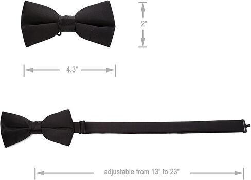 Men’s 2.5" Poly Satin Solid Color Adjustable Pre-tied Bow Tie, Multiple Colors Available in Kuwait