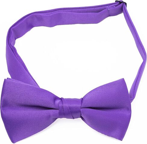Men’s 2.5" Poly Satin Solid Color Adjustable Pre-tied Bow Tie, Multiple Colors Available in Kuwait