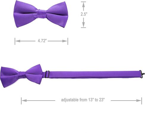 Men’s 2.5" Poly Satin Solid Color Adjustable Pre-tied Bow Tie, Multiple Colors Available in Kuwait