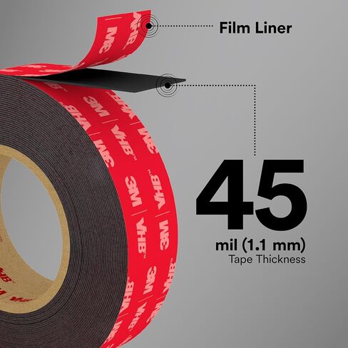 3M VHB Tape 5952 Double-Sided Acrylic Foam Tape - Heavy Duty, Industrial Mounting Tape - 1/2 inch width x 36 yards length, 45 mil thick, 4 rolls/case - Black in Saudi Arabia