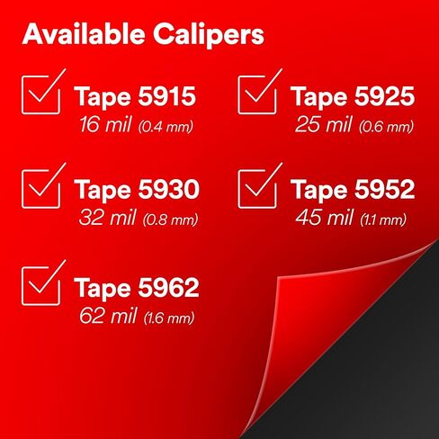 3M VHB Tape 5952 Double-Sided Acrylic Foam Tape - Heavy Duty, Industrial Mounting Tape - 1/2 inch width x 36 yards length, 45 mil thick, 4 rolls/case - Black in Saudi Arabia
