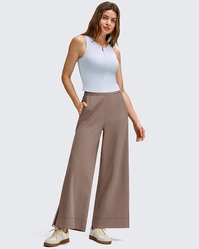 G4Free Strowen Women Lightweight Wide Leg Ankle Pants with Pockets 7/8 Length Yoga Pants Stretchy Casual Travel Trousers in Saudi Arabia