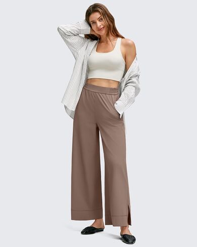 G4Free Strowen Women Lightweight Wide Leg Ankle Pants with Pockets 7/8 Length Yoga Pants Stretchy Casual Travel Trousers in Saudi Arabia
