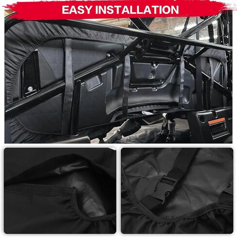 RTV Seat Covers with Headrest Covers - Compatible with Kubota RTV 400 RTV 500, Waterproof PU Coatin, Black UTV Seat Cover Accessories in Saudi Arabia